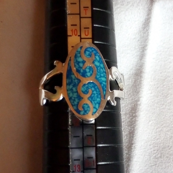 RARE!NAVAJO JESSE CLAW GENUINE TURQUOISE AND 925 SILVER RING, MARKED JC AND 925 - Picture 7 of 7